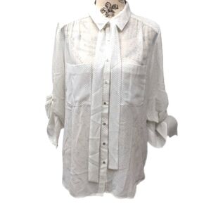 Le Château sheer chiffon polka dot blouse size S